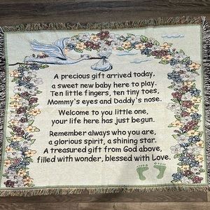 Welcome New Baby Tapestry Throw Blanket with Poem